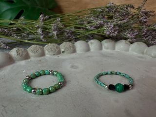 Prsteny v tyrkysových odstínech #korálky #sperk #handmade #prstýnek